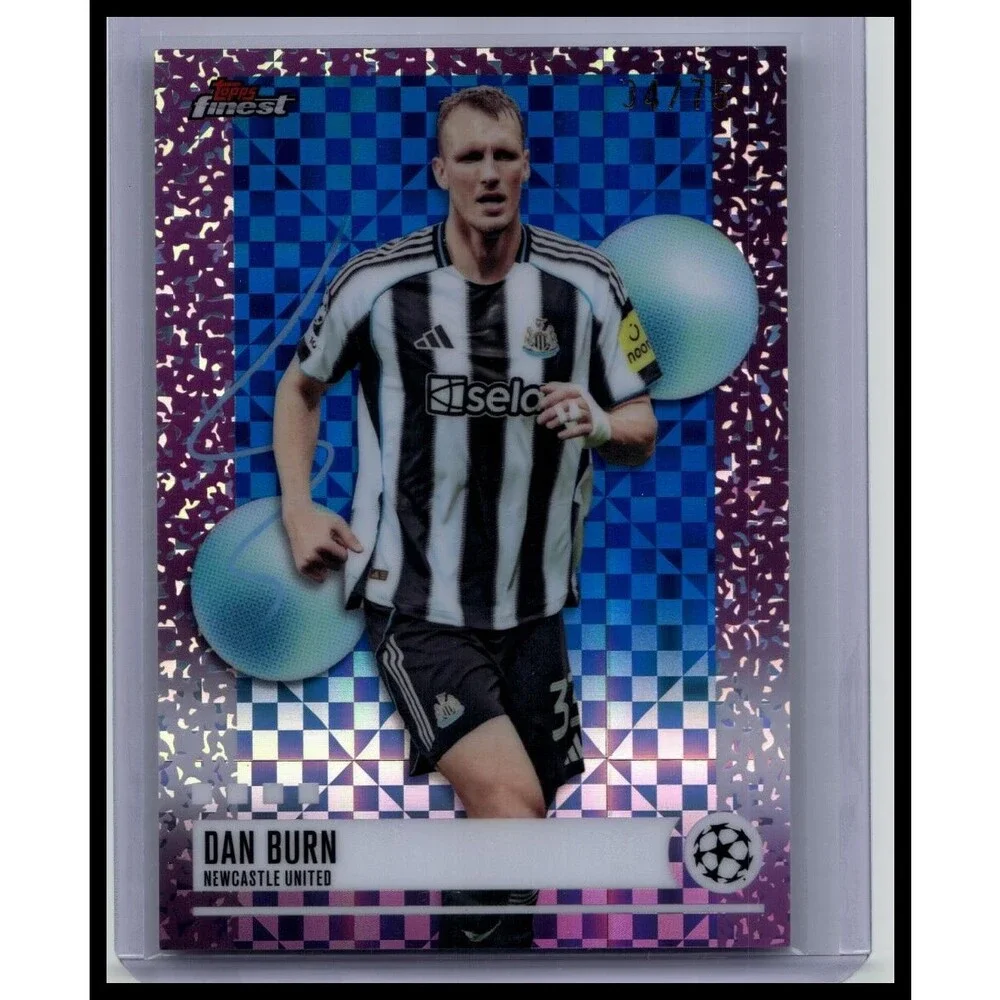 2025-26 Finest UEFA Dan Burn #400 Newcastle United Blue Checkerboard #/75
